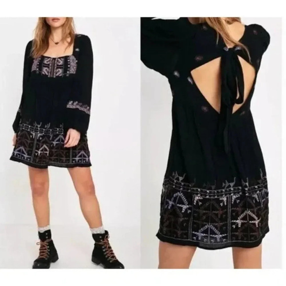 FREE PEOPLE Rhiannon Embroidered Babydoll Tunic Boho Dress Size Extra Small - Picture 1 of 7